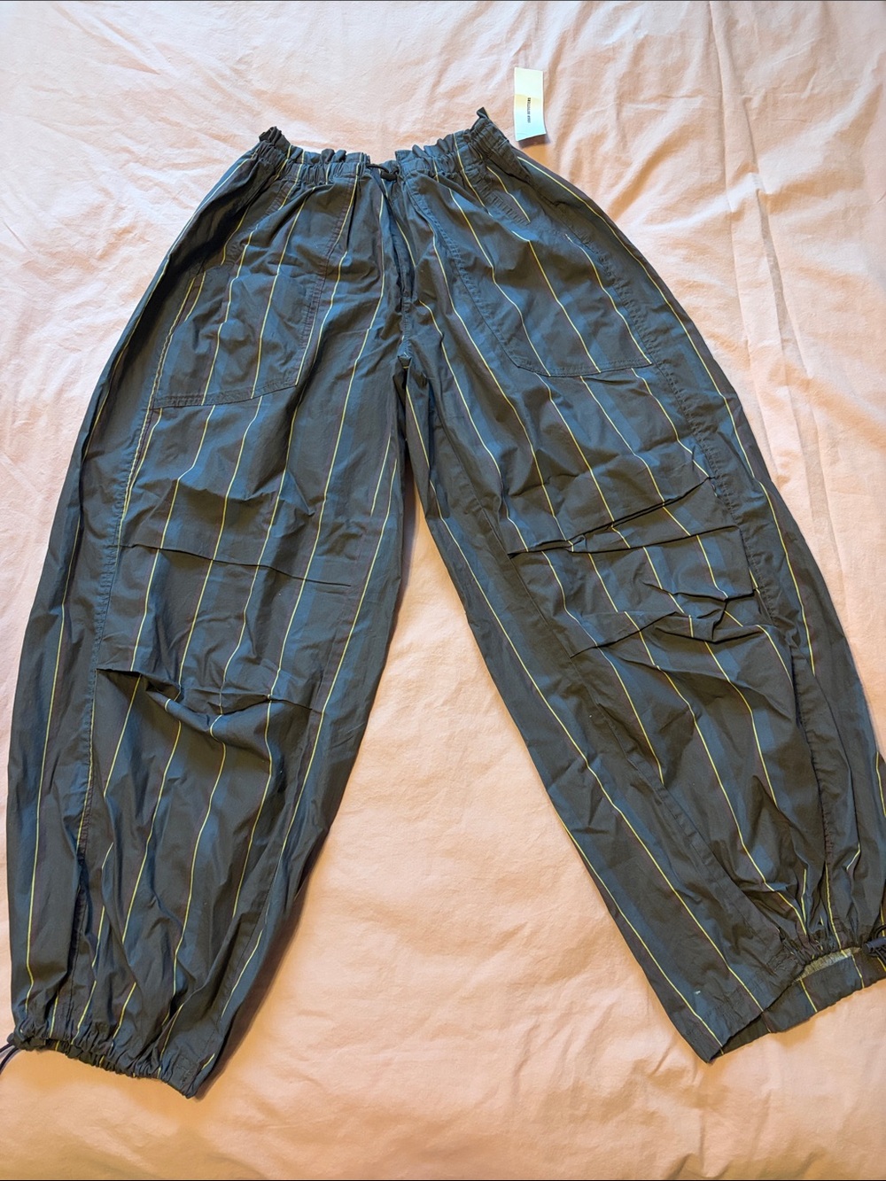 Urban Outfitters Dark Gray Pinstripe Cargo Jogger Pants 100% Cotton